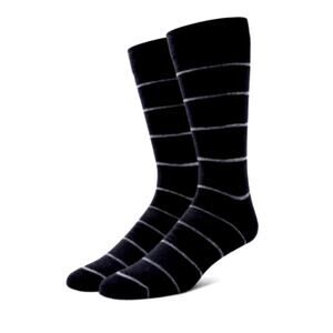 Extra Fine Merino Wool Socks Mens Crew Large Black Grey Stripe Alchester Exeter